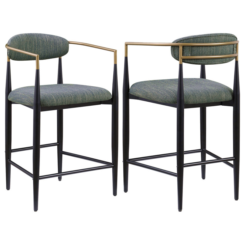 Chaise de comptoir rembourrée en tissu (ensemble de 2), Gris foncé, Tabouret de comptoir (siège d'une hauteur de 25 p