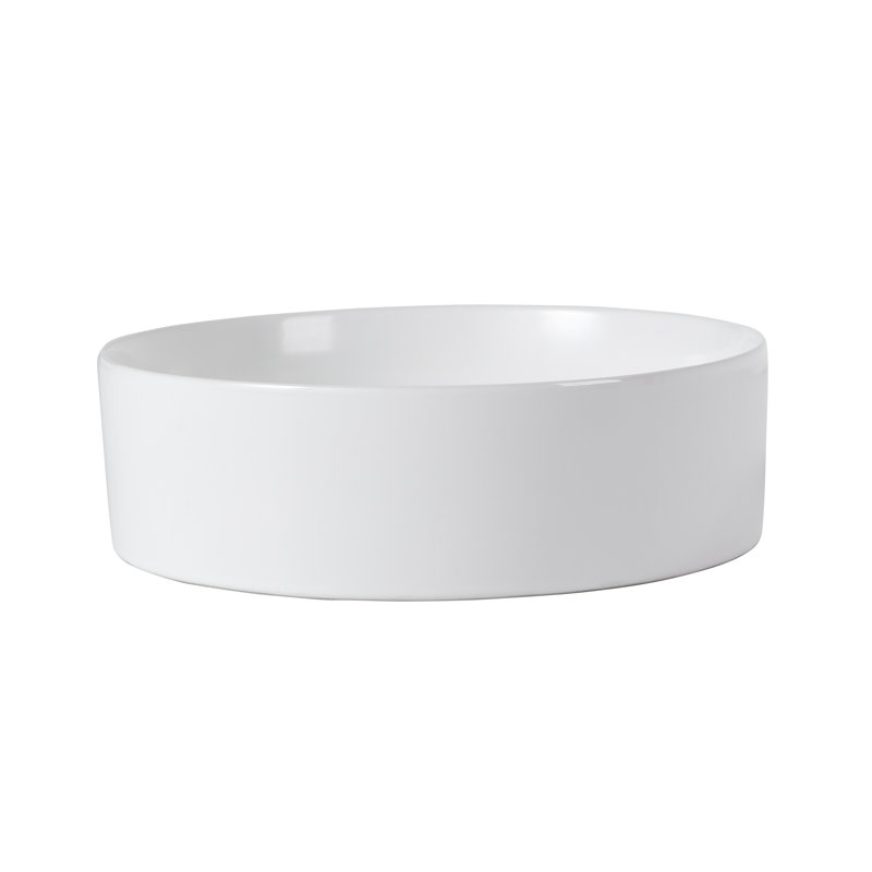 Ceramic Round Above Counter White Bathroom Sink Art Basin(BAB400MOWH), Gloss White