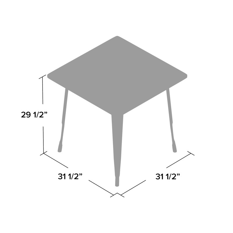 Table carrée intérieure / extérieure en métal Feodora 31,5 po, Jaune
