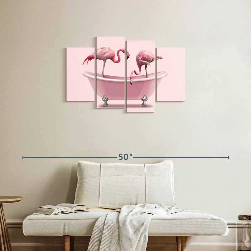 Baignoire flamants roses 4 pièces, H 22 po x l 36 po x P 1 po