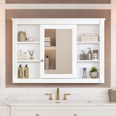 Vornax 42'' Wall Mounted Bathroom Medicine Cabinet with Mirror & 6 Open Shelves