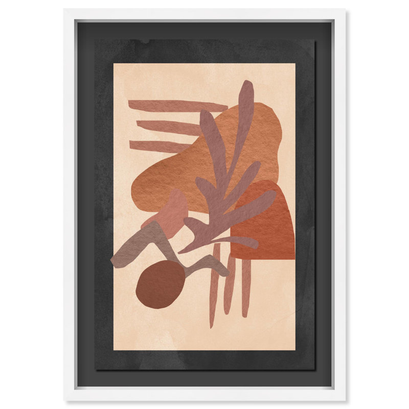 Oliver Gal Shapes in Copper Abstract - Luxury Black Mat Framed Shadowbox Art, White, 47" H x 32" W