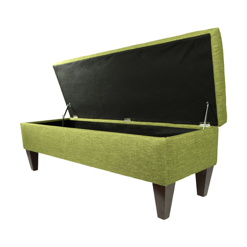 Philson Polyester Upholstered Storage Bench, Grass Green