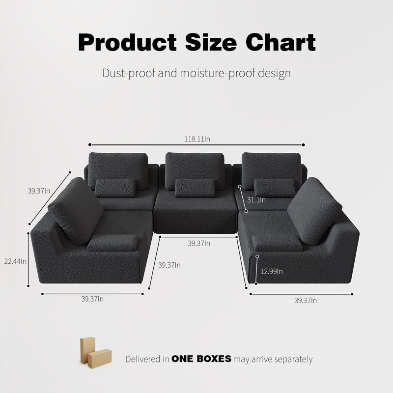 Fauteuil d'appoint rembourré surdimensionné avec mousse et oreiller à haute résilience Sarah, Gris