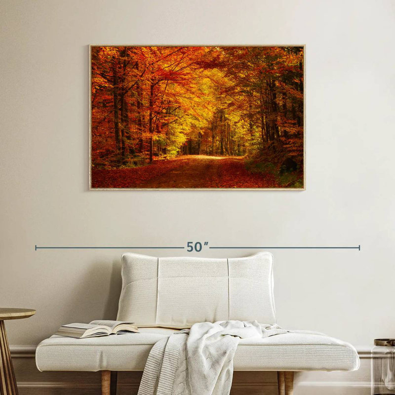 Forêt, arbres d'automne, Cadre flottant en bois naturel, 40 po x 27 po