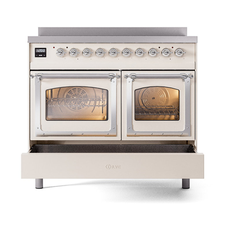 ILVE Nostalgie II Noblesse 40 in Induction Range, Antique White/Chrome