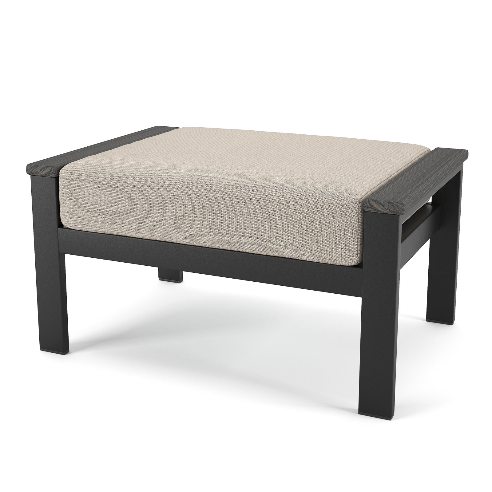 Townsend Sunbrella® Patio Ottoman, Cast Silver Sunbrella®, Black, Yes