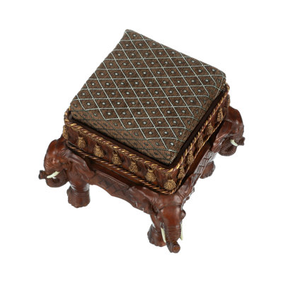 Maharajah Elephants Upholstered Footstool