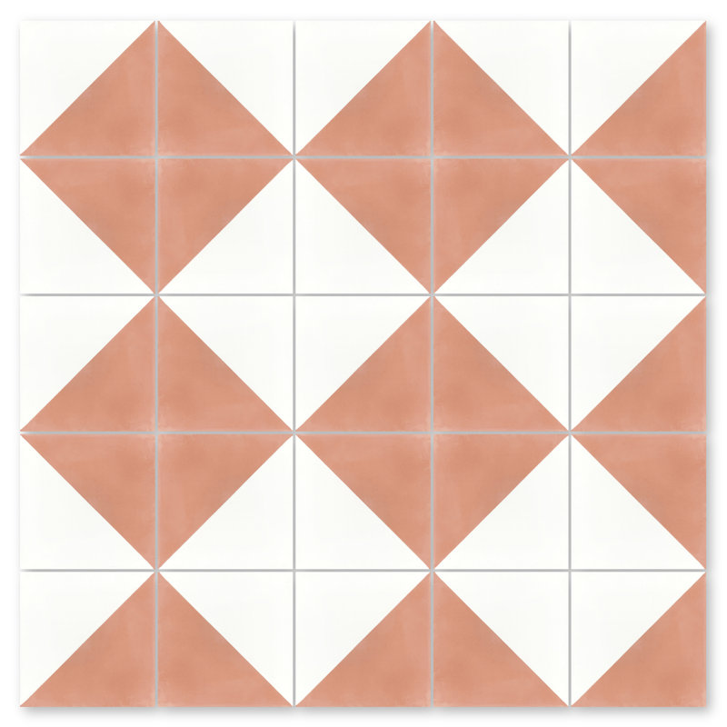 Man Overboard 8" x 8" Cement Wall & Floor Tile, Smoky Coral & White