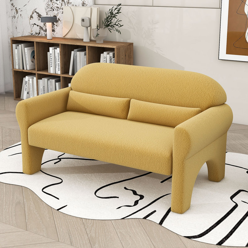 Causeuse rembourrée Kellas, Tissu jaune