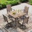 Table de salle à manger d'extérieur carrée en métal 35 po x 35 po avec trou pour parasol 1,57 po-131179315