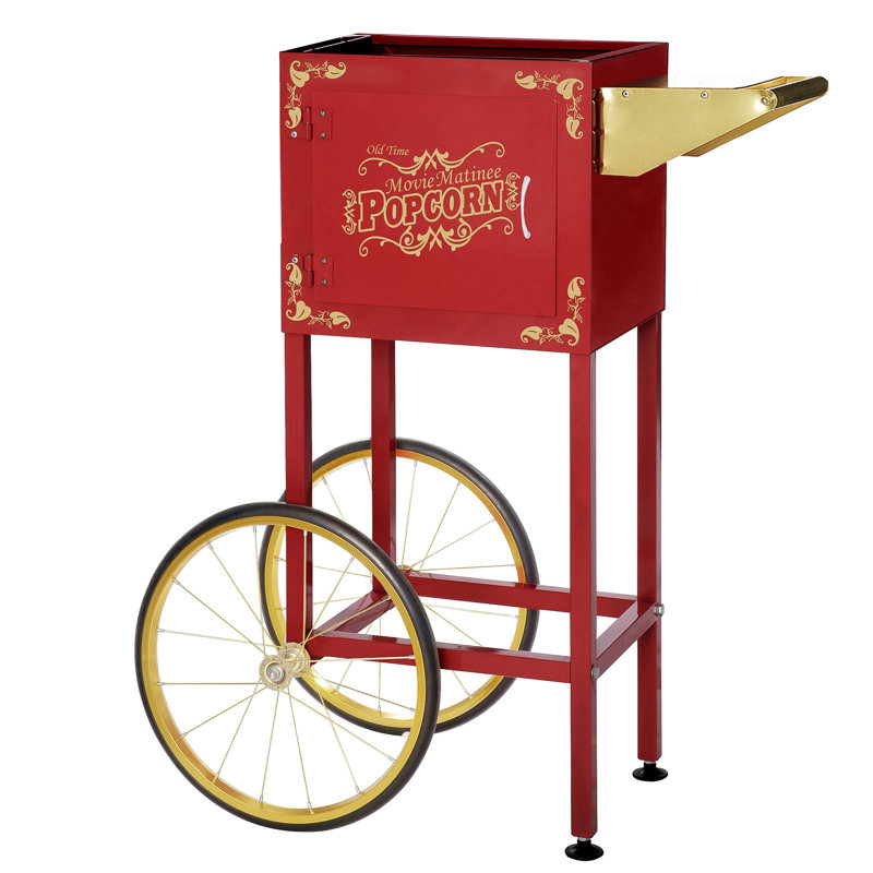 Popcorn Cart - Matinee Replacement Stand for 8-Ounce Poppers with Shelf, Push Handle, and Bicycle-Style Wheels by Great Northern Popcorn (Red)