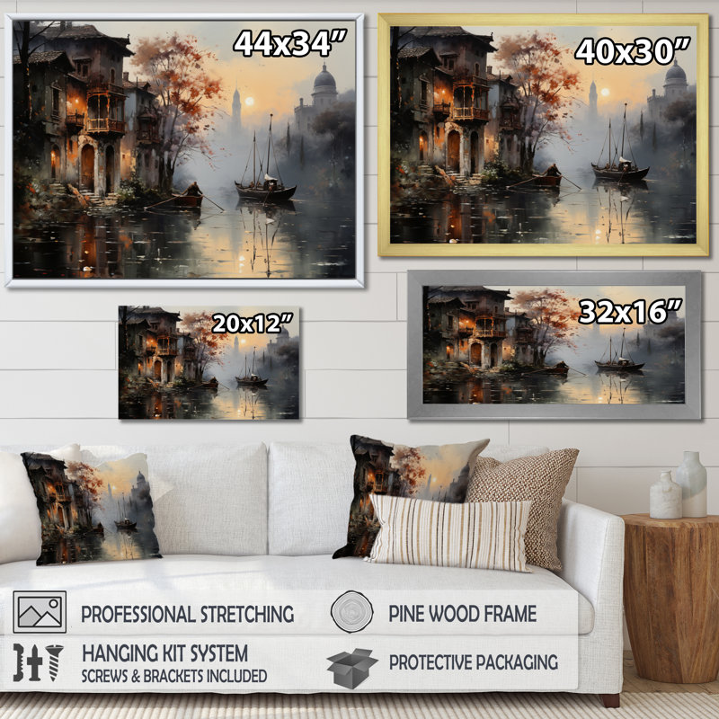 Canal Mystical Journey, atténué sur toile, Cadre photo argenté, H 30 po x l 40 po x P 1,5 po