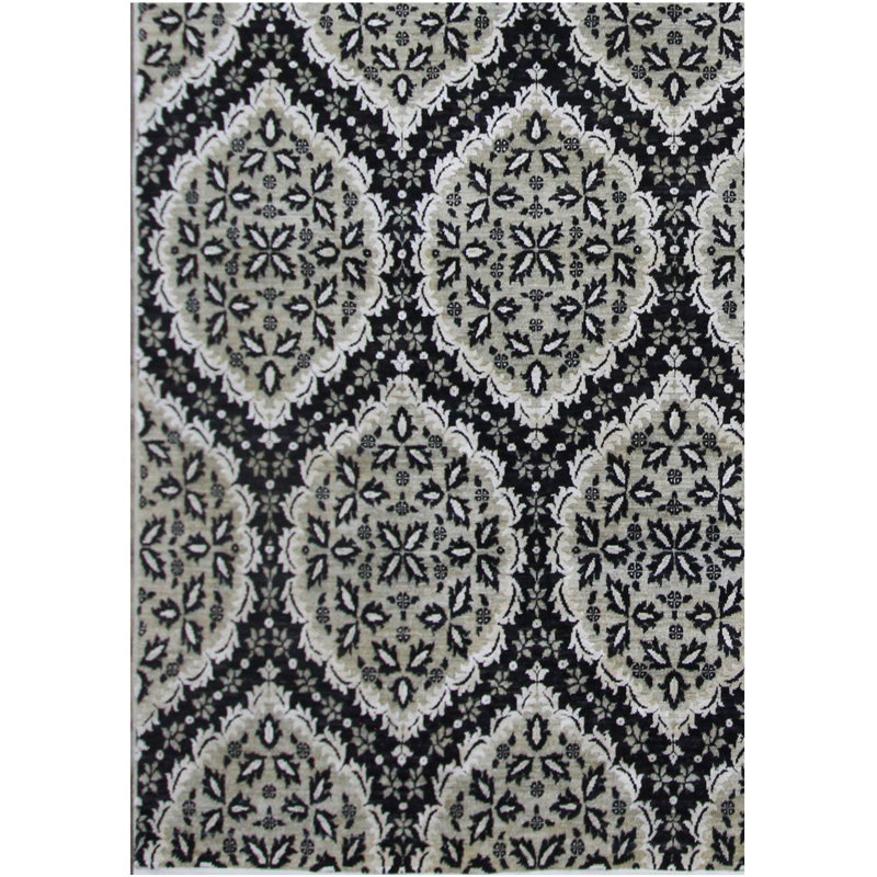 Geometric Hand Knotted Area Rug, Rectangle 134 x 176cm
