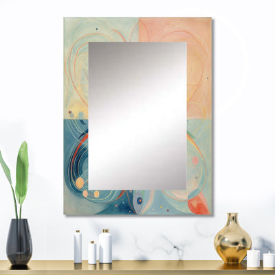 Cosmic Renaissance, Illustration spirituelle rétro VI - peinture abstraite, miroir mural décoratif rose, impression sur métal
