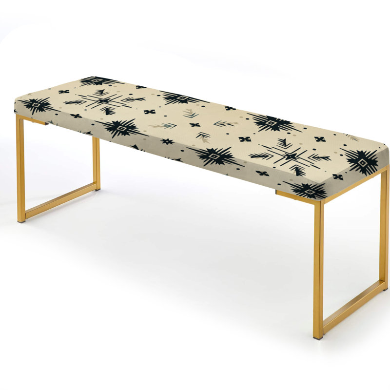 Neutral Nomad Ii Boho Pattern - Geometric Upholstered Gold Bench