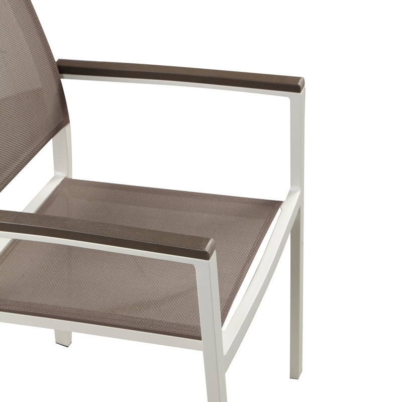 Chaises de salle à manger d'extérieur en aluminium avec filet à séchage rapide Pangea Home Devan, Blanc / Gris