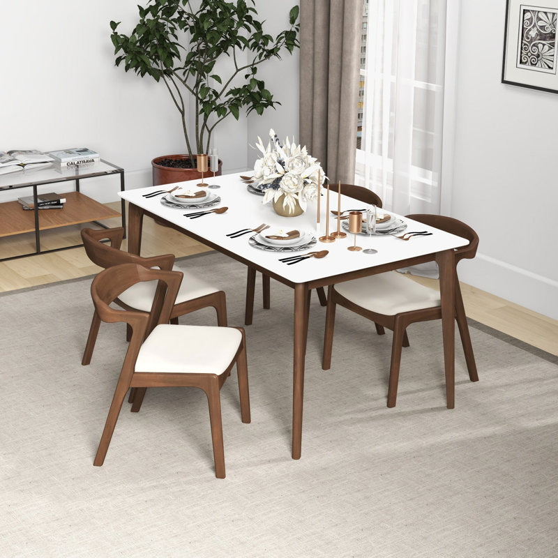 Chaise de salle à manger en velours Dakota (ensemble de 2), Marron foncé, Blanc
