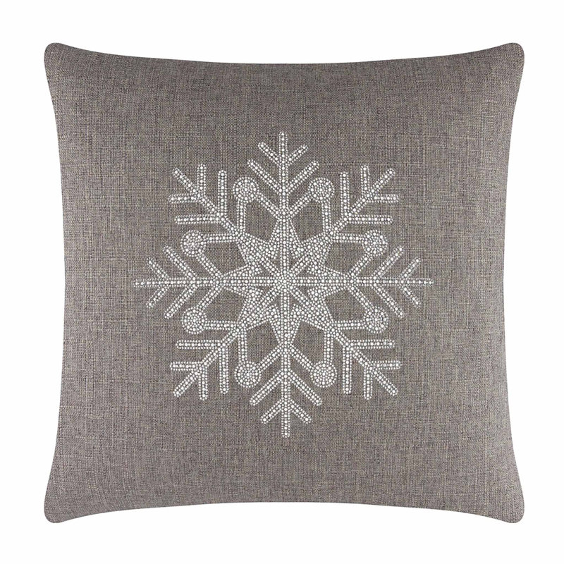 Coussin Sparkles Home | Motif strass | Faux perles | Rempli de plumes | Tailles personnalisées, 20 po x 20 po, Brun