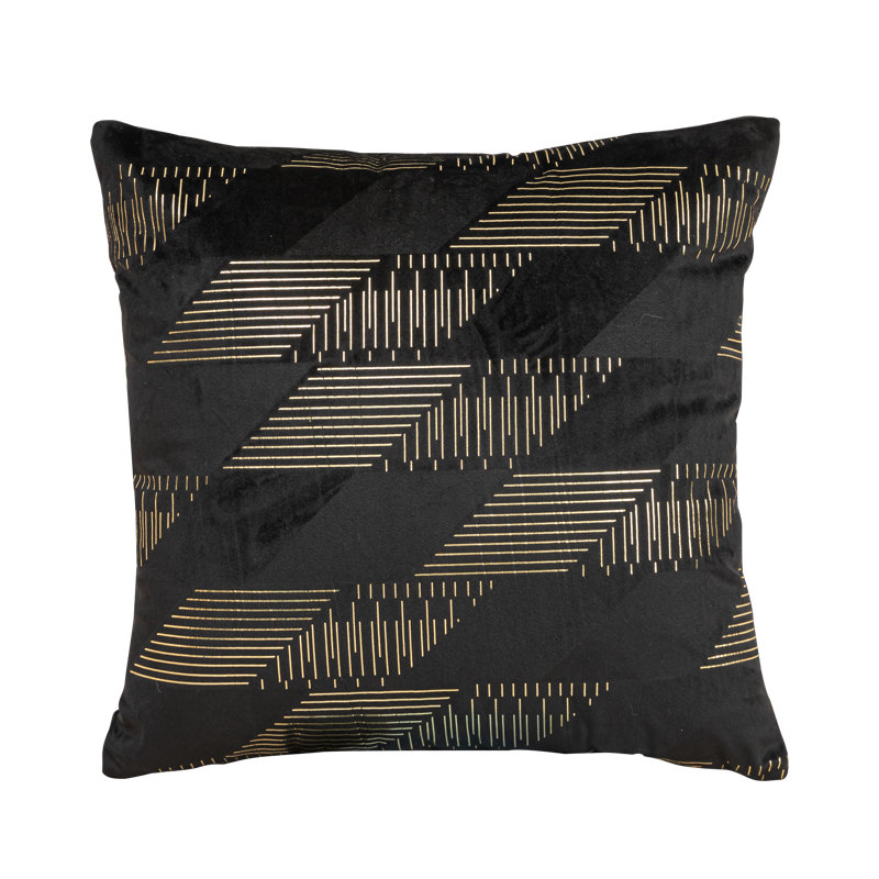 Housse de coussin carré en velours doré, Noir