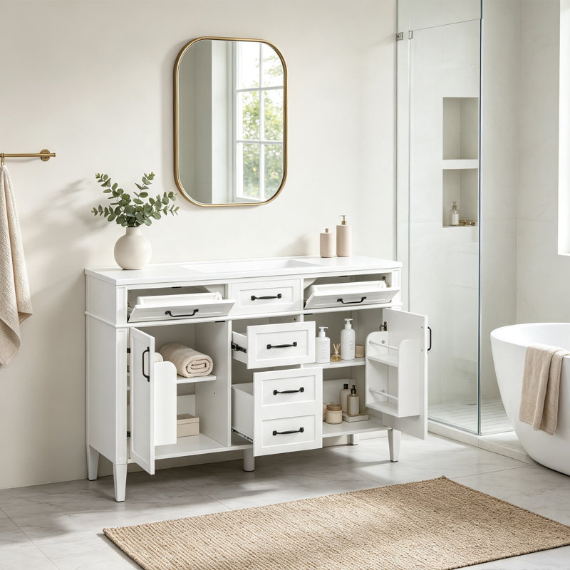 Meuble-lavabo sur pied 48 po avec lavabo, Blanc