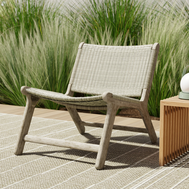 Almira Teak Outdoor Armless Lounge Chair, Driftwood Teak, Gray