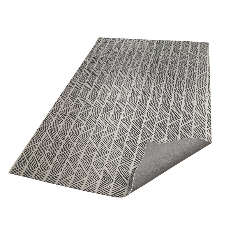 Chev Wave Stripe Activity Mat, Rectangle 4' x 6', Ivory/Charcoal