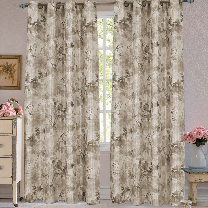 Sybilla Room Darkening Curtain Single Panel, 50"W x 84"L, Tan