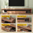 86.6" Modern Walnut TV Stand With Multi-Zone Storage And Built-In RGB LED