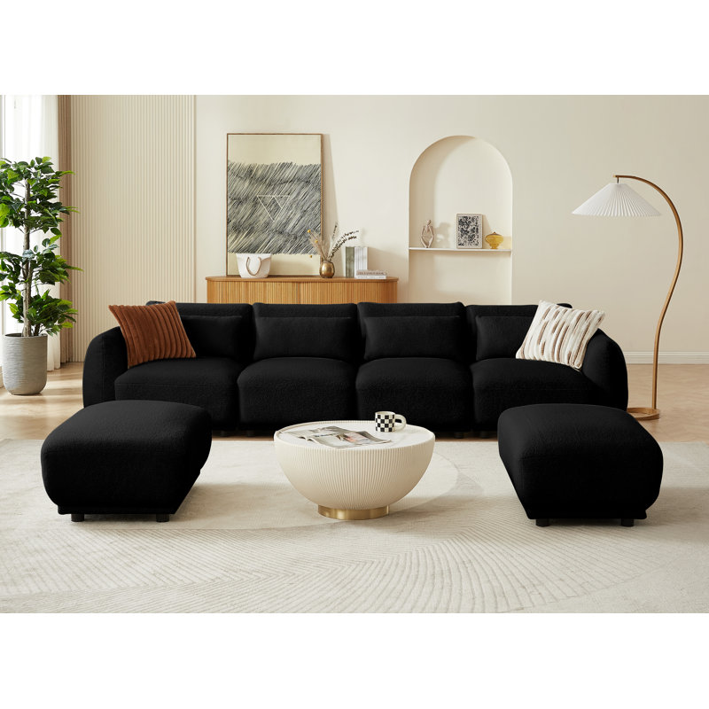 Canapé modulaire 2 pièces Emorie, Laine noire
