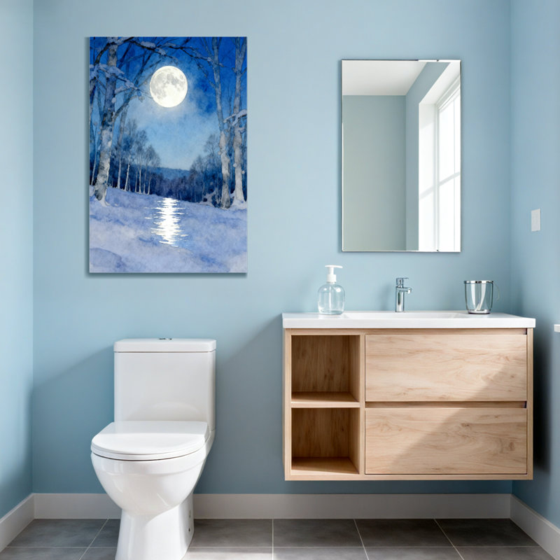 Animals Moonlit Winter Forest Path Scene, 18" H x 12" W