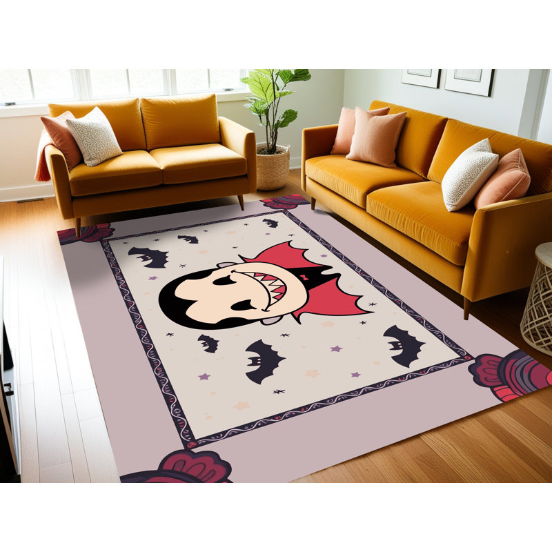 Dakota Fields Washable Halloween Fall Season Holiday Rug_Hal179, Rectangle 6' x 9'