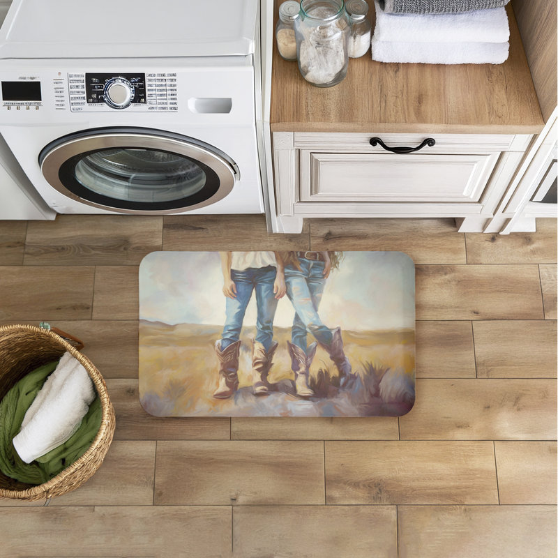 Tapis de sol imprimé All Fat de bottes de cowboy, design par Ramona Murdock, 30 po x 18 po, All About The Cowboy Boots