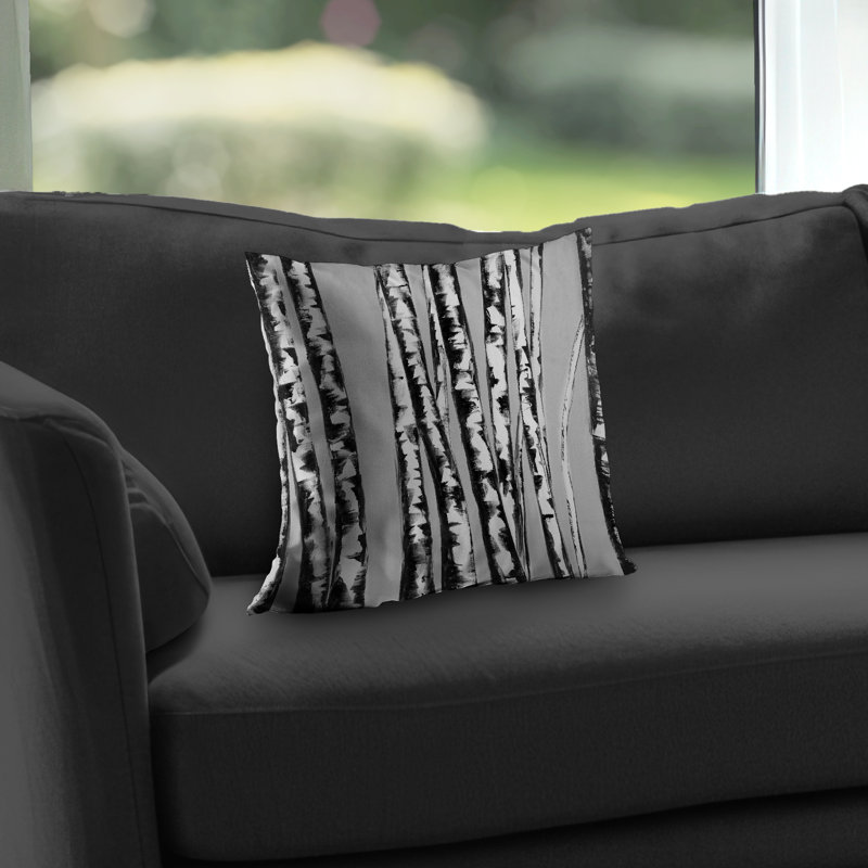 Birches Intersecting Throw Pillow - Trees Bedroom – Poly Twill Throw Pillow with Insert, Double-Sided Print