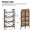 Folding Bookshelf,4 Tier Bookcase Foldable Shelf with X-Bracket Design, Adjustable Feet, Space Saving Storage for Living Room, Office, Rustic Brown-1109680731