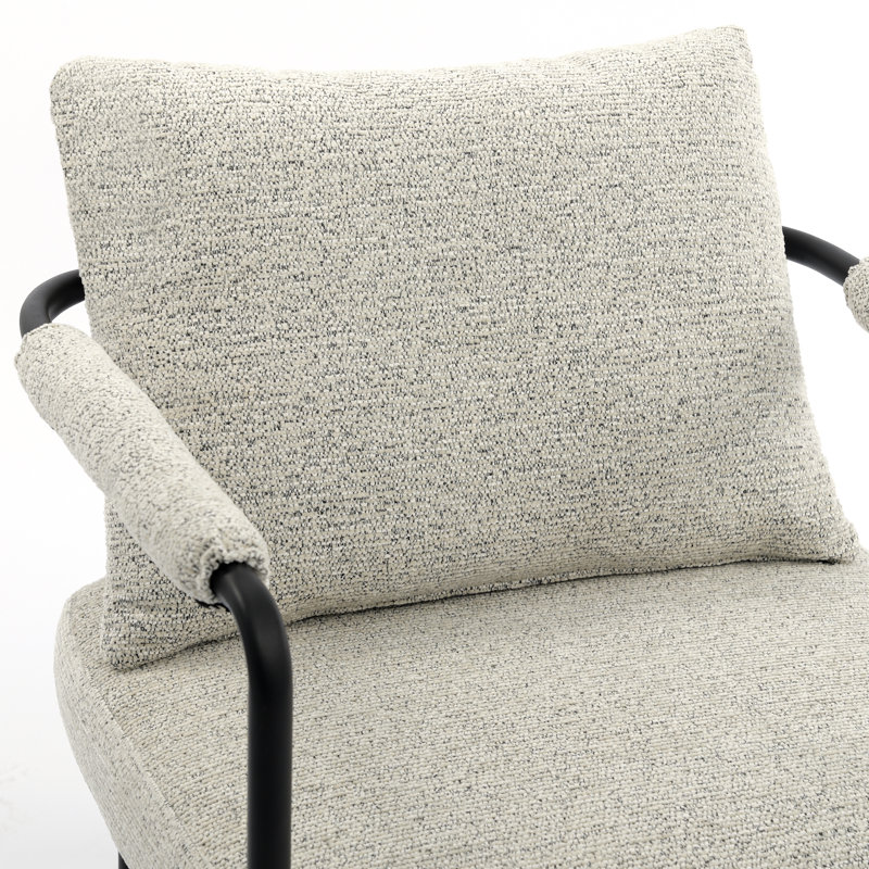Mid-century Modern Upholstered Accent Chair With Ultra Thick Cushion And Industrial Metal Frame, Gray