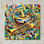  «Happy Music Abstract» par Rey Klimt, art mural en verre acrylique, 12 po x 12 po
