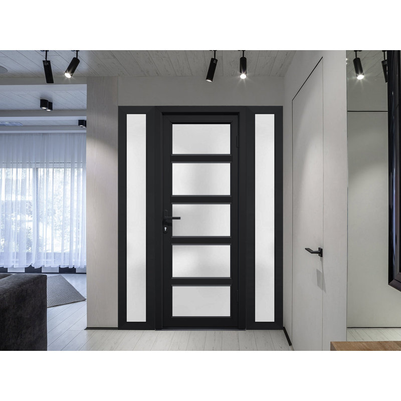 Portes d'entrée peintes pré-suspendues, Noir mat, S'ouvre à gauche vers l'intérieur, H 80 po x l 54 po