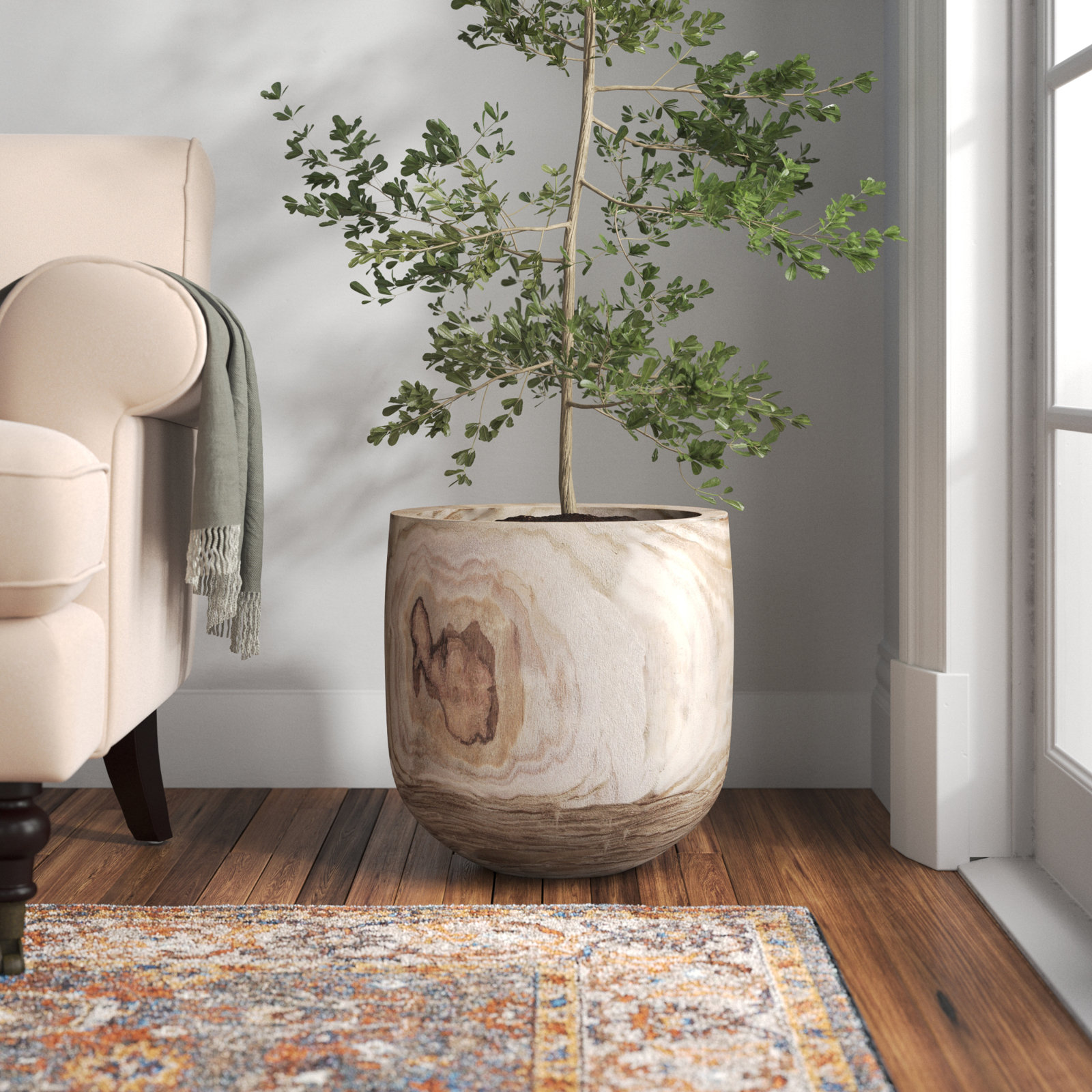 Marina Wood Pot Planter, 15.75" H x 15.75" W x 15.75" D