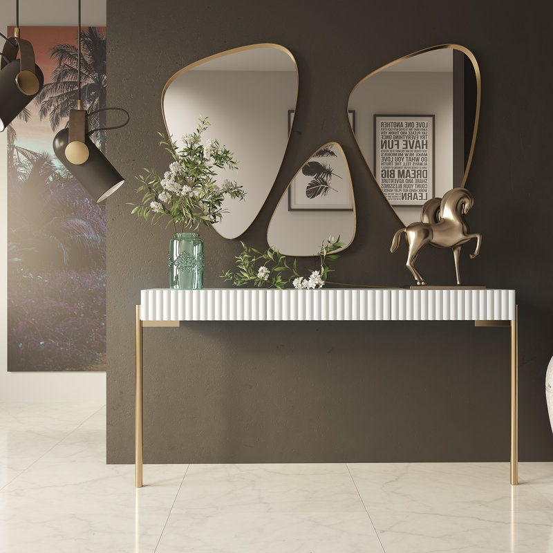 Ensemble de console 59 po et miroir, H 31,5 po x l 59 po x P 13,78 po