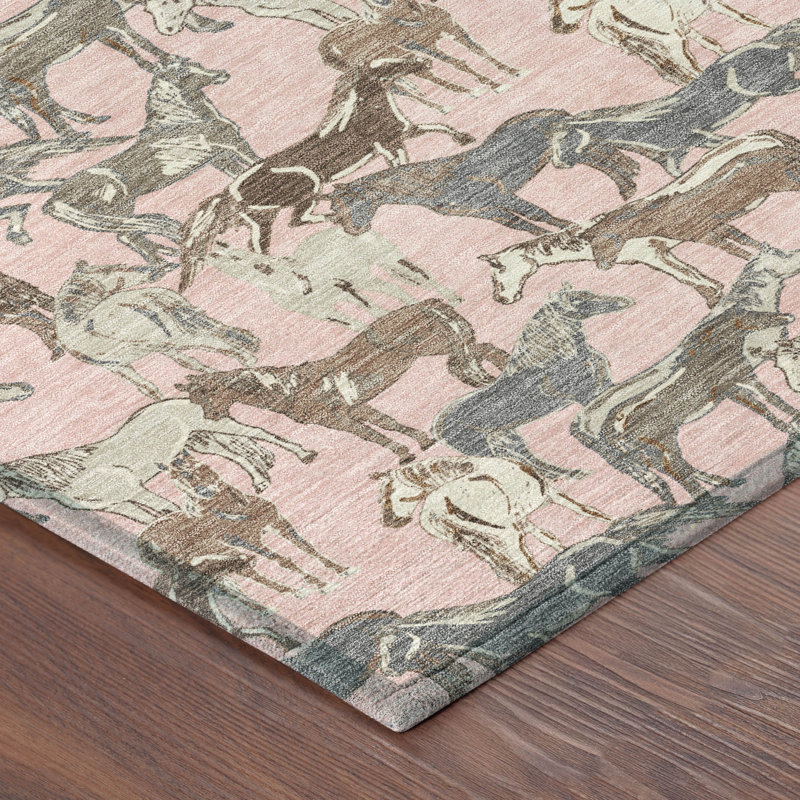 Tapis intérieur / extérieur lavable à la machine Chantille ACN2520, Pink, Rectangle 9 pi x 12 pi