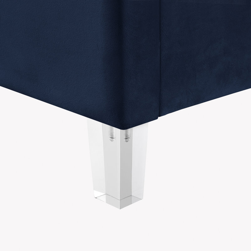 Lit plateforme tapissier Mineola, Simple TG, Bleu marine