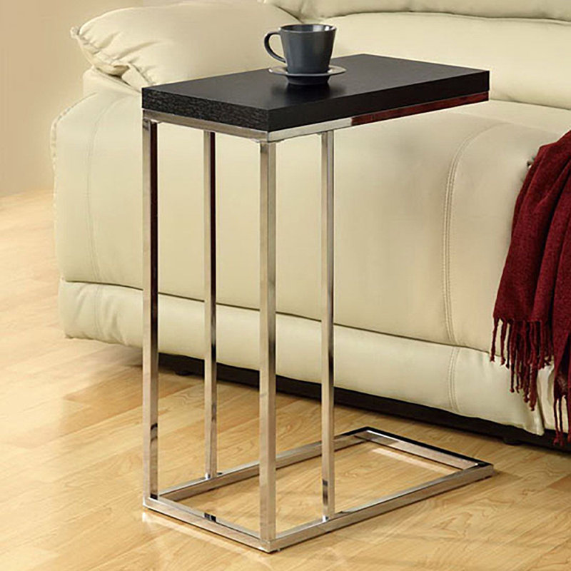 Wentzville Snack Table With Black Top And Chrome Legs