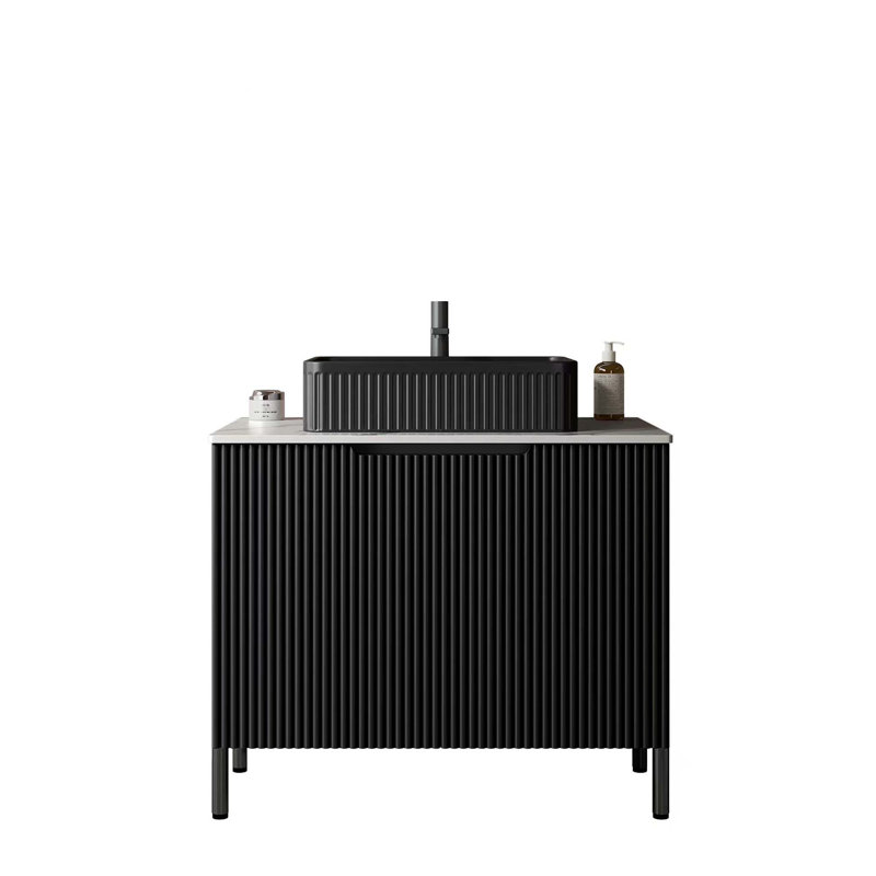Armoire autoportante 30 po sans lavabo, avec comptoir en pierre frittée blanc Carrara et 2 tiroirs