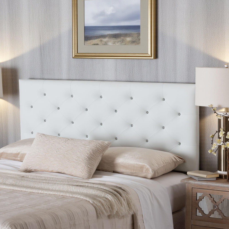 Tête de lit tapissier à finition grand blanc Alyse, H 54,25 po x l 60,50 po, Blanc, Grand