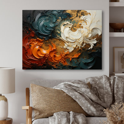 Orange et vagues ondulées oranges et mélodie II - art mural abstrait en métal MT137177