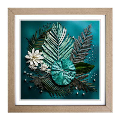 Palm Leaf Floral Art - Single Picture Frame Print on Wood