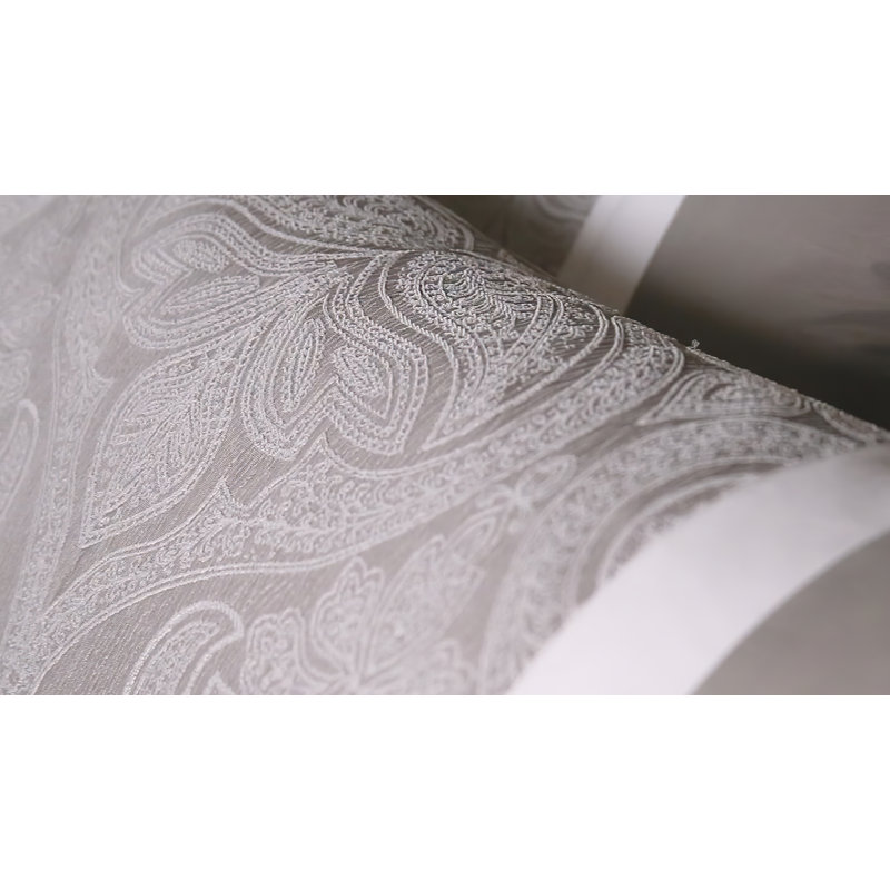 Gray Damask Jacquard Queen Comforter Set with Decorative Pillows