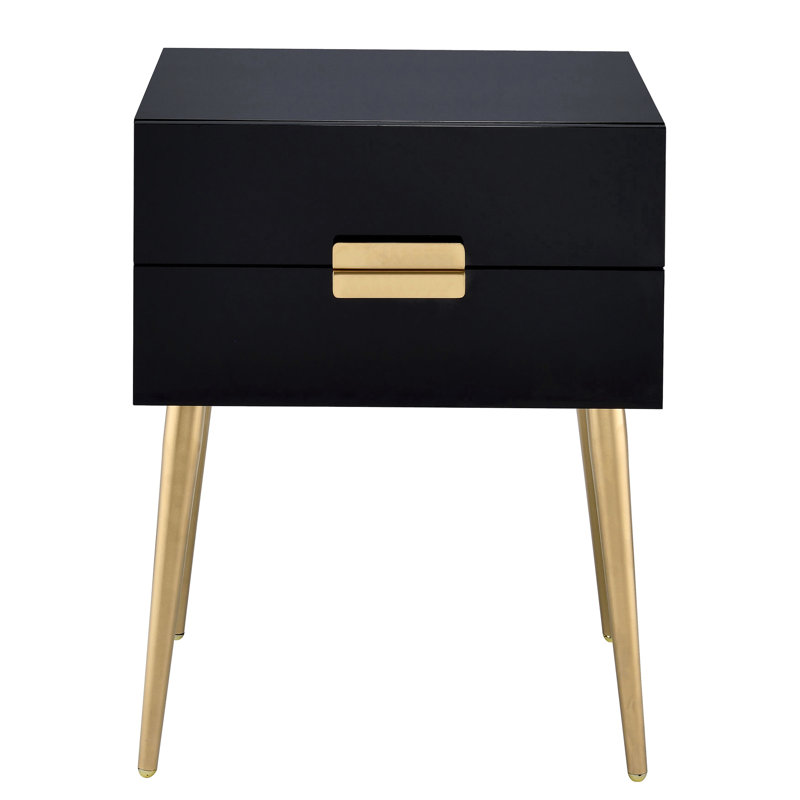 Table d'appoint noire et dorée avec rangement - idéale pour les zones d'entrée compactes, Noir