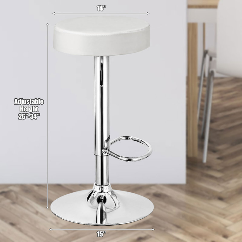 Tabouret de bar pivotant à hauteur réglable Schrager, Blanc